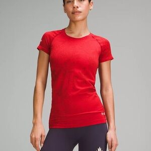 Lululemon Team Canada Olympics Swiftly Tech Short Sleeve Hip Length Red Size 6